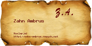 Zahn Ambrus névjegykártya